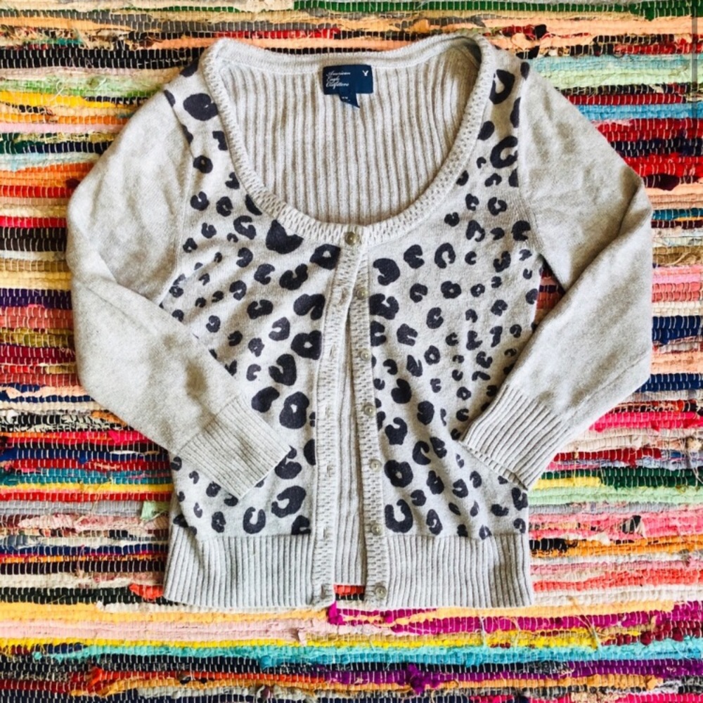 AEO Animal Print Cardigan MEDIUM